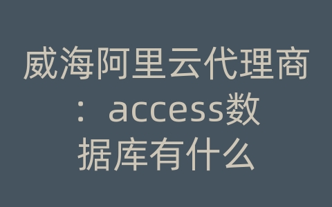 威海阿里云代理商：access数据库有什么