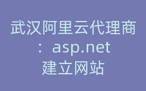 武汉阿里云代理商：asp.net建立网站