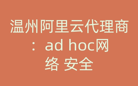 温州阿里云代理商：ad hoc网络 安全