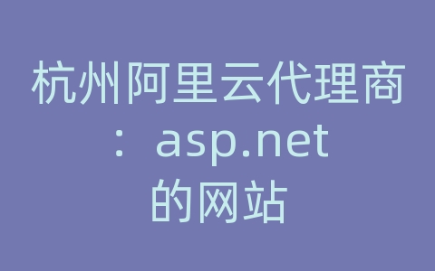 杭州阿里云代理商：asp.net的网站