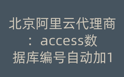 北京阿里云代理商：access数据库编号自动加1