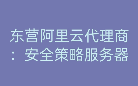 东营阿里云代理商：安全策略服务器