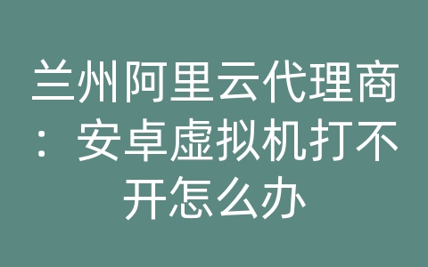 兰州阿里云代理商：安卓虚拟机打不开怎么办