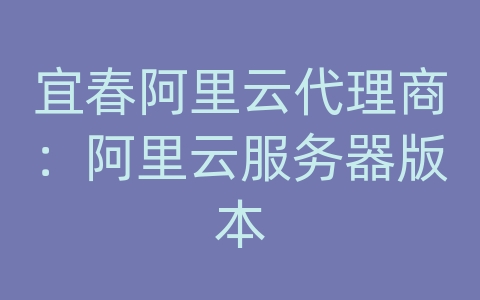 宜春阿里云代理商：阿里云服务器版本