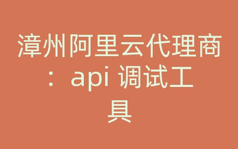 漳州阿里云代理商：api 调试工具