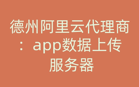 德州阿里云代理商：app数据上传 服务器