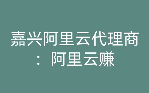 嘉兴阿里云代理商：阿里云赚