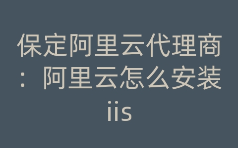 保定阿里云代理商：阿里云怎么安装iis