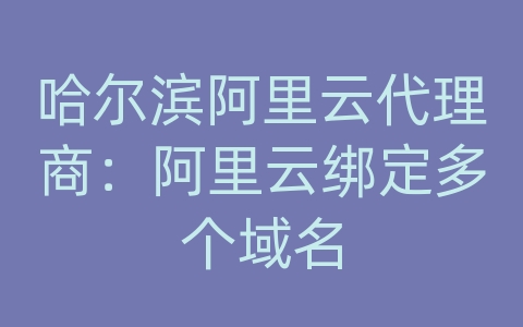 哈尔滨阿里云代理商：阿里云绑定多个域名