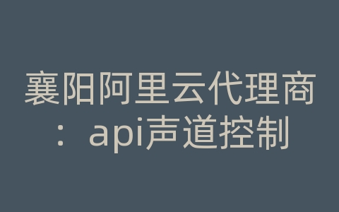 襄阳阿里云代理商：api声道控制