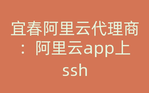 宜春阿里云代理商：阿里云app上ssh