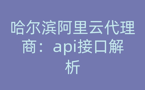 哈尔滨阿里云代理商：api接口解析