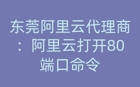 东莞阿里云代理商：阿里云打开80端口命令