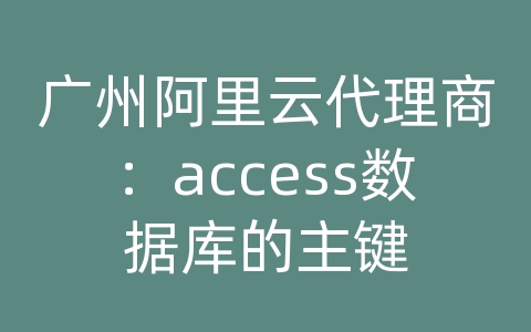 广州阿里云代理商：access数据库的主键