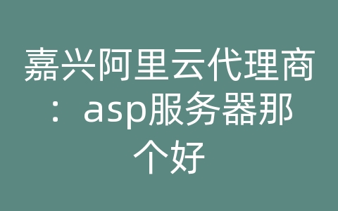 嘉兴阿里云代理商：asp服务器那个好