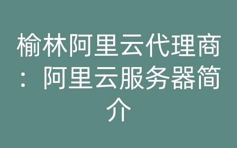 榆林阿里云代理商：阿里云服务器简介