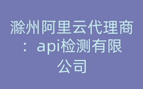 滁州阿里云代理商：api检测有限公司