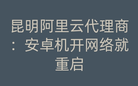 昆明阿里云代理商：安卓机开网络就重启