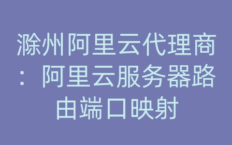 滁州阿里云代理商：阿里云服务器路由端口映射