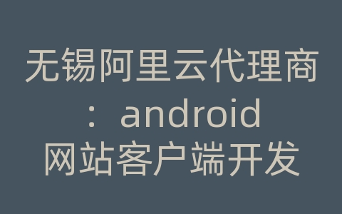 无锡阿里云代理商：android网站客户端开发