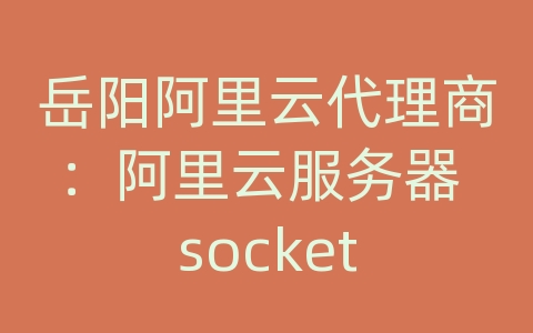 岳阳阿里云代理商：阿里云服务器 socket