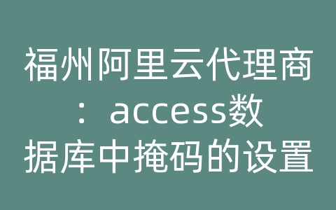 福州阿里云代理商：access数据库中掩码的设置