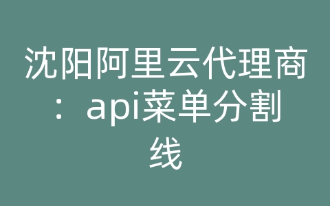 沈阳阿里云代理商：api菜单分割线