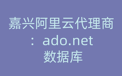 嘉兴阿里云代理商：ado.net 数据库