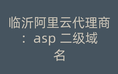 临沂阿里云代理商：asp 二级域名