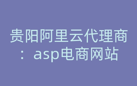 贵阳阿里云代理商：asp电商网站