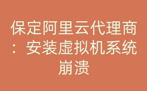 保定阿里云代理商：安装虚拟机系统崩溃