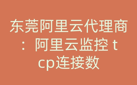 东莞阿里云代理商：阿里云监控 tcp连接数