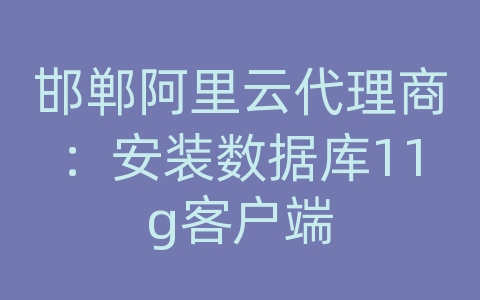 邯郸阿里云代理商：安装数据库11g客户端