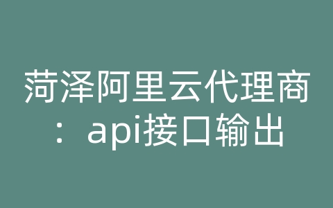 菏泽阿里云代理商：api接口输出