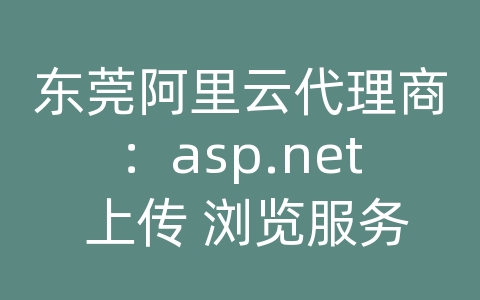 东莞阿里云代理商：asp.net 上传 浏览服务器