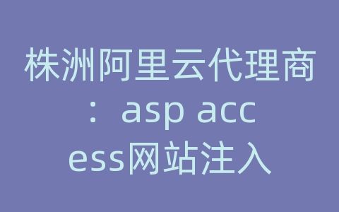 株洲阿里云代理商：asp access网站注入