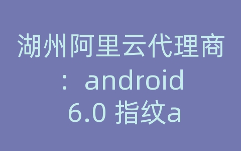 湖州阿里云代理商：android 6.0 指纹api