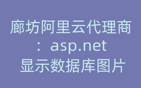 廊坊阿里云代理商：asp.net 显示数据库图片