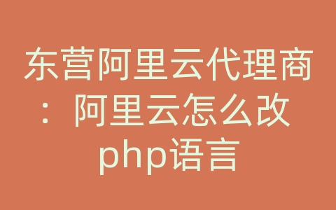 东营阿里云代理商：阿里云怎么改 php语言