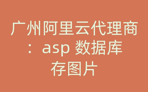 广州阿里云代理商：asp 数据库存图片