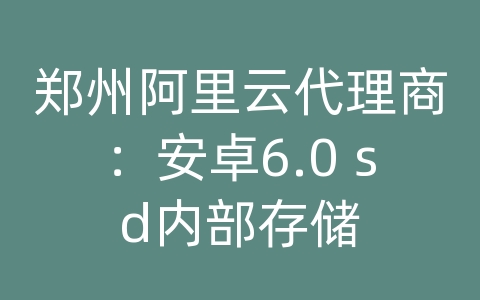 郑州阿里云代理商：安卓6.0 sd内部存储