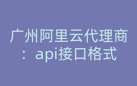 广州阿里云代理商：api接口格式