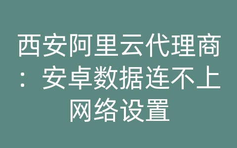 西安阿里云代理商：安卓数据连不上网络设置