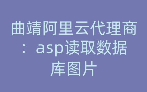 曲靖阿里云代理商：asp读取数据库图片