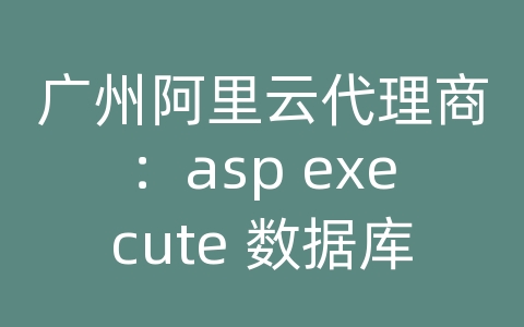 广州阿里云代理商：asp execute 数据库连接函数