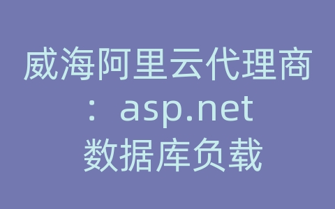 威海阿里云代理商：asp.net 数据库负载