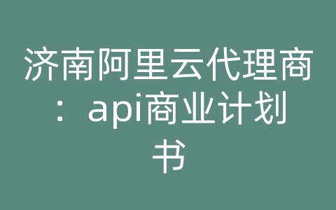 济南阿里云代理商：api商业计划书