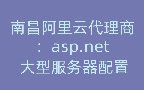 南昌阿里云代理商：asp.net 大型服务器配置