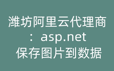 潍坊阿里云代理商：asp.net 保存图片到数据库