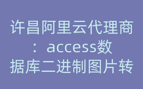 许昌阿里云代理商：access数据库二进制图片转换导出工具